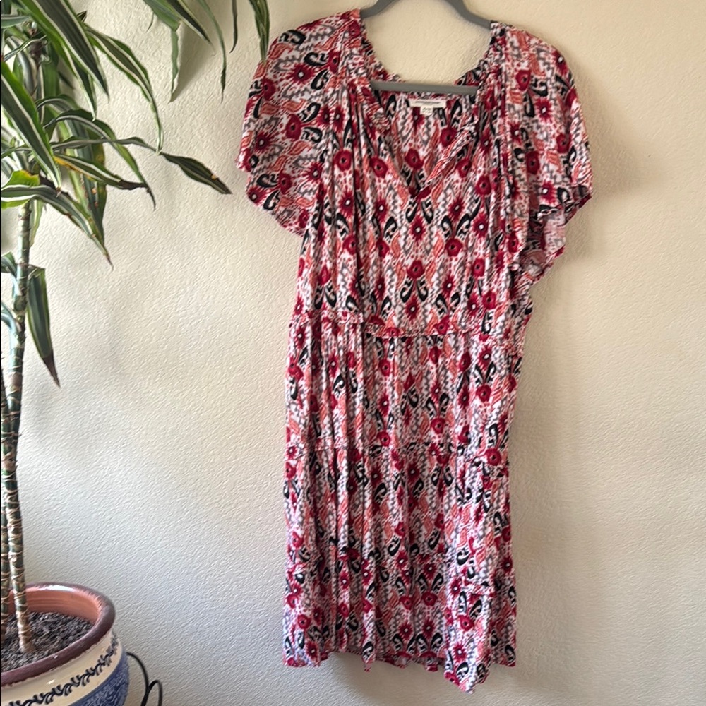 Stylish Red & White Printed Women's Dress by Beach, Lunch, Lounge.  Size xl
